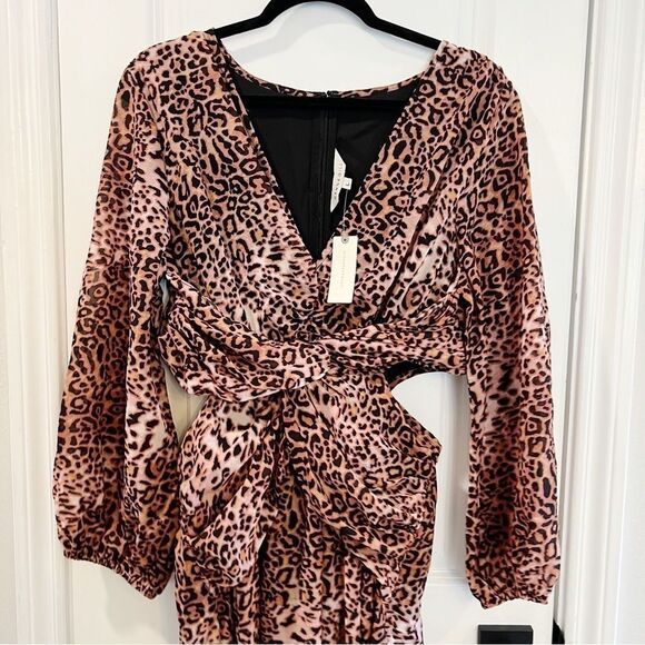 Anthropologie Ranna Gill Leopard Print Cut-out Midi Dress SZ L NWT - Picture 6 of 9